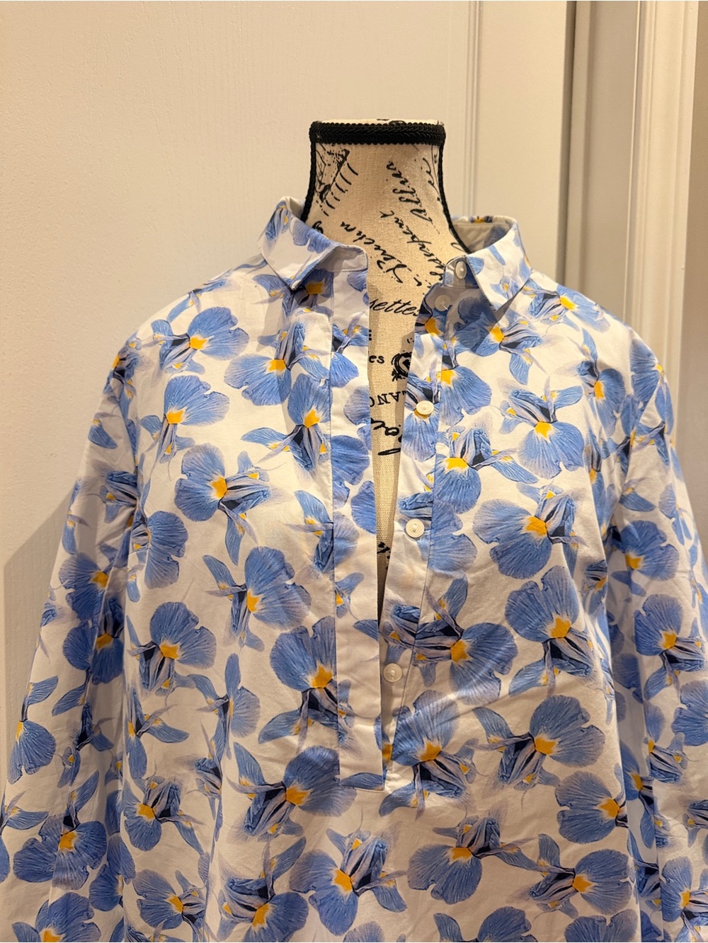 COS Blue and White Floral Shirt Dress with Yellow Accents - Picture 8 of 16